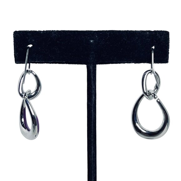 Two Tone Purple Flower Silver Tone Hinged Bracelet & Matching Earrings Set (5586 - Picture 7 of 7